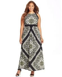 INC International Concepts Plus Size Printed Halter Maxi Dress - Dresses - Plus Sizes - Macys at Macys