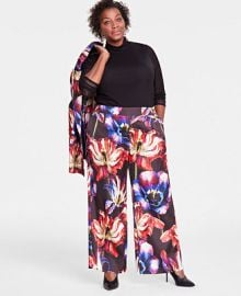 INC International Concepts Plus Size Satin Printed Wide-Leg Pants Created for Macys - Macys at Macys