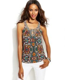 INC International Concepts Printed Embellished Keyhole Top at Macys