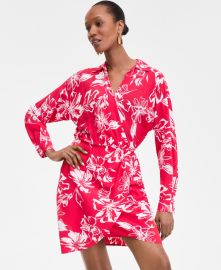 INC International Concepts Printed Twist front Mini Dress at Macys