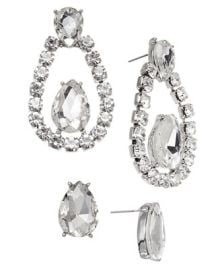 INC International Concepts Silver-Tone 2-Pc Set Pear-Shape Crystal Stud Orbital Drop Earrings Created for Macys - Macys at Macys