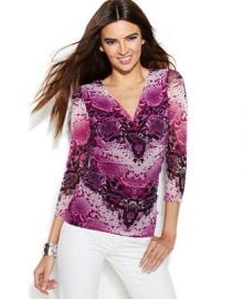 INC International Concepts Snakeskin-Print Surplice Top at Macys