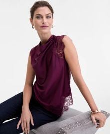 INC International Concepts Women39s Lace-Trim Cowl-Neck Sleeveless Top Macy39s Exclusive - Macy39s at Macys