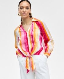 INC International Concepts Women39s Printed Tie-Front Blouse Exclusively at Macy39s - Macy39s at Macys