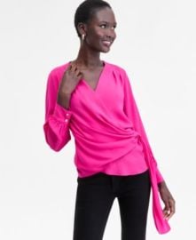 INC International Concepts Womens Asymmetric-Tie Surplice Top XS-3X Macys Exclusive - Macys at Macys
