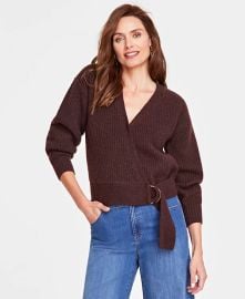 INC International Concepts Womens Buckle-Front Sweater Created for Macys - Macys at Macys