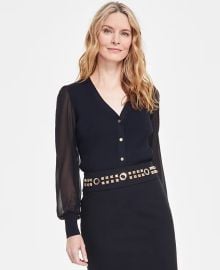 INC International Concepts Womens Button-Front Chiffon-Sleeve CardiganCreated for Macys - Macys at Macys