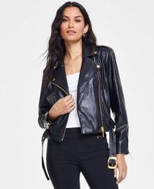 INC International Concepts Womens Faux-Leather Moto Jacket Created for Macys - Macys at Macys