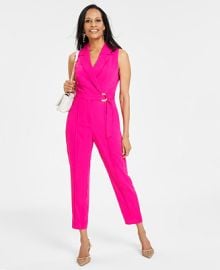 INC International Concepts Womens Notched Collar Jumpsuit Created for Macys - Macys at Macys