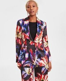 INC International Concepts Womens Printed Satin Blazer Created for Macys - Macys at Macys