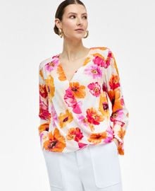 INC International Concepts Womens Printed Surplice Blouse Exclusively at Macys - Macys at Macys