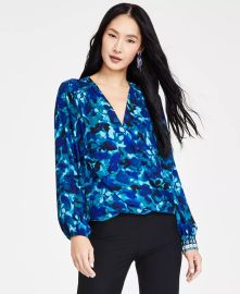 INC International Concepts Womens Printed Surplice Top Created for Macys - Macys at Macys