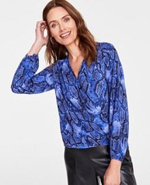 INC International Concepts Womens Printed Surplice Wrap Blouse Created for Macys - Macys at Macys