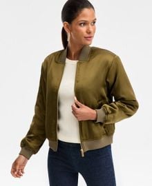 INC International Concepts Womens Satin Bomber Jacket Macys Exclusive - Macys at Macys