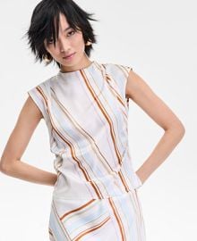 INC International Concepts Womens Striped Cap-Sleeve Top Exclusively at Macys - Macys at Macys