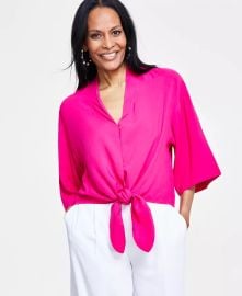 INC International Concepts Womens Tie-Front Top Created for Macys - Macys at Macys