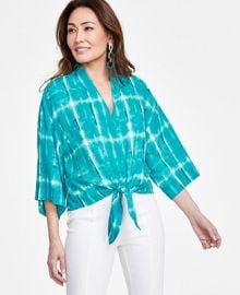 INC International Concepts Womens Tie-Front Top Created for Macys - Macys at Macys