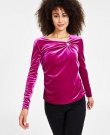 INC International Concepts Womens Velvet O-Ring Top Created for Macys - Macys at Macys