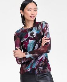INC International Concepts Womenx27s Printed Mesh Long-Sleeve Top Macyx27s Exclusive - Macyx27s at Macys