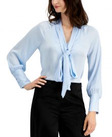 INC Tie-Neck Satin Blouse at Macys