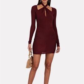 INTERMIX Dresses Intermix Alessi Keyhole Crossover Long Sleeve Mini Dress Burgundy Nwt Sz Poshmark at Poshmark
