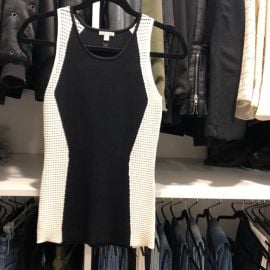 INTERMIX Tops Black And White Knit Sleeveless Top Poshmark at Poshmark