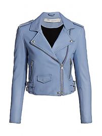 WornOnTV: Marie’s light blue leather moto jacket on The Talk | Marie ...