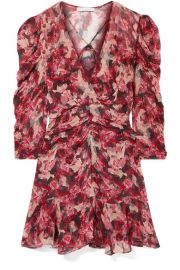 IRO - Wick wrap-effect ruched floral-print crepon mini dress at Net A Porter