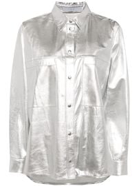 IRO Nazil Leather Overshirt Silver at Farfetch