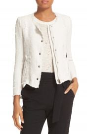 IRO Snap Front Crop Cotton Tweed Jacket at Nordstrom