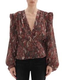 IRO Zarfi Printed Silk Crossover Top Bloomingdales at Bloomingdales