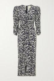 ISABEL MARANT Albini gathered printed silk-blend midi dress NET-A-PORTER at Net a Porter