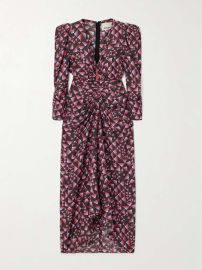 ISABEL MARANT Albini gathered printed voile midi dress NET-A-PORTER at Net a Porter