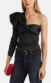 ISABEL MARANT CRINKLED LAMÉ ONE-SHOULDER TOP at Barneys