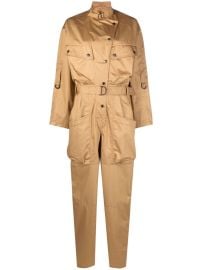 ISABEL MARANT notched-collar long-sleeve Jumpsuit Neutrals at Farfetch