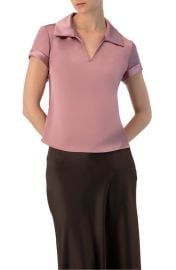 IVONNE Plain Short Sleeve Blouse with Shirt Collar at Nordstrom
