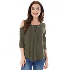  IZ Byer California Lace-Up Cold Shoulder Top at Kohls