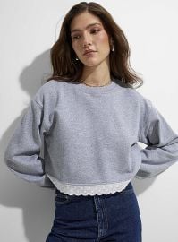 Icone Broderie anglaise hem cropped and loose sweatshirt at Simons