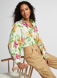 Icone at Simons Hibiscus puff sleeve blouse at Simons