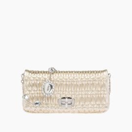 Iconic Crystal Cloqué Nappa leather bag at Miu Miu