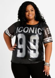 Iconic Sequin Graphic Jersey Tee at Ashley Stewart