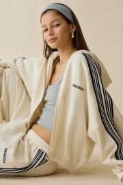Iets Frans Harri Piped Bubble Hem Zip Up Hoodie Sweatshirt at Urban Outfitters