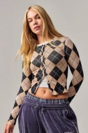 Iets Frans Long Sleeve Argyle Cardigan at Urban Outfitters