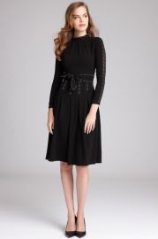 Illusion Inset Dress with Studs by Teri Jon by Reckie Freeman at Teri Jon