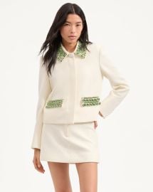 Imogen Embellished Cropped Jacket in White at Veronica Beard