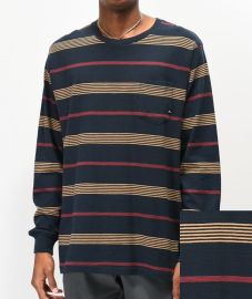 Imperial Motion Vintage Slub Navy Striped Knit Long Sleeve T-Shirt at Zumies