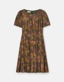 Impression Print Silk-Wool Hand Pleated Short Sleeve Dress Lafayette 148 New York at Lafayette 148 New York
