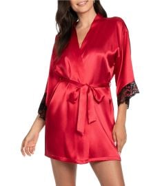 In Bloom By Jonquil Satin 34 Floral Sleeve Two-Tone Lace Coordinating Short Robe Dillardx27s at Dillards