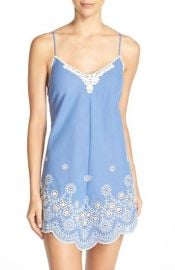 In Bloom by Jonquil Embroidered Cotton Chemise in Blue at Nordstrom