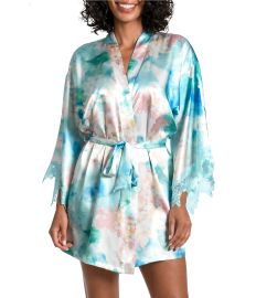 In Bloom by Jonquil Floral Print Satin Wrap Short Robe Dillardx27s at Dillards